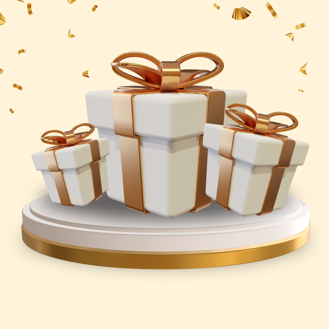 Gift boxes with golden ribbons